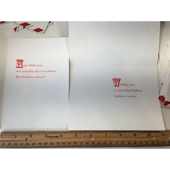 22 Jingle Bells Oh What Fun Christmas Greeting Cards Pastel Pink Blue Green Red - Picture 5 of 6